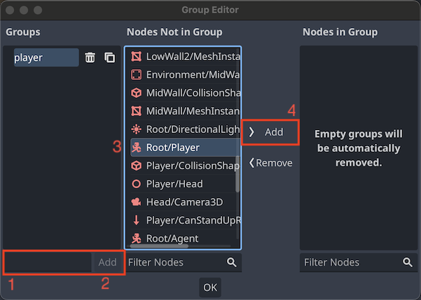 The node group editor