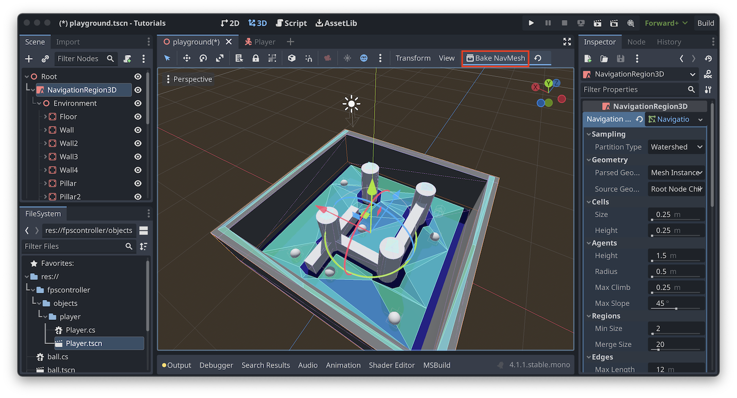 The NavMesh in the scene