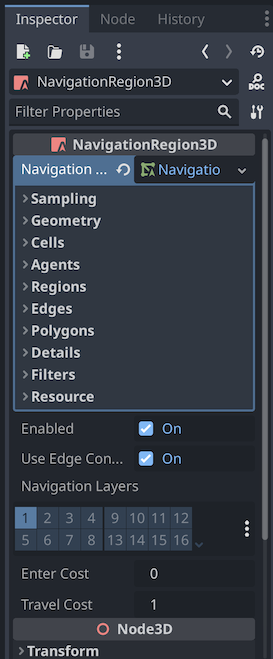 The options for a newly created NavMesh