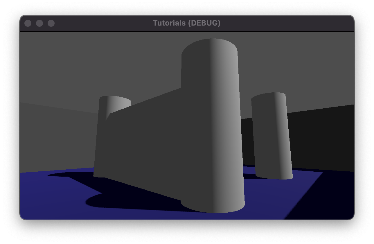 A screenshot from the game outside of the editor. The player is looking up at the walls and pillars, which tower above them.