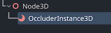 The create new node dialogue in Godot, showing the tree "Node3D/OccluderInstance3D"