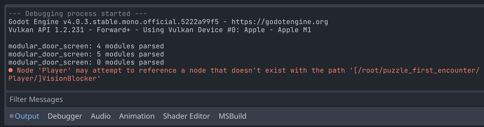 Warning in the console