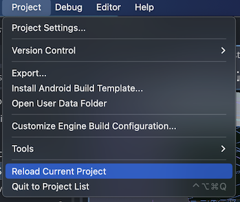 Project reload button